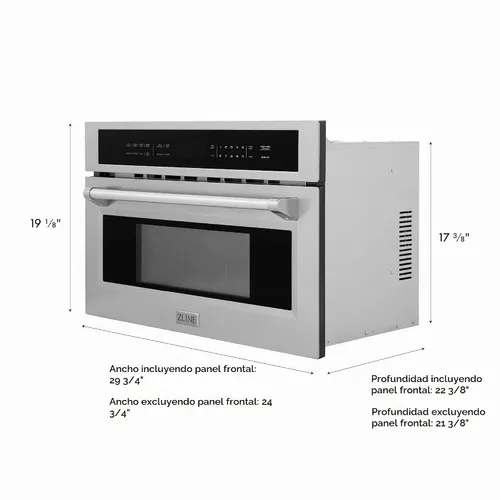 Vista 3 de ZLINE Horno microondas de convección integrado de acero inoxidable de 30 pulgadas de ancho, 1.6 pies cúbicos con velocidad y sensor de cocción
