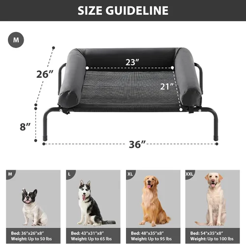 Vista 2 de RRPETHOME Cama Grande Elevada de Refrigeración para Perros, Cuna Elevada para Perros Grandes, Cama Elevada para Mascotas al Aire Libre, Cama