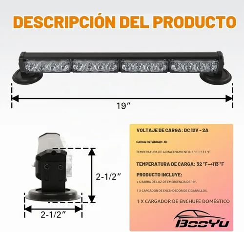Vista 7 de Barra de luces estroboscópicas de emergencia de policía roja/azul de 19 pulgadas para camiones/vehículo/coche, mini faro de advertencia de destello