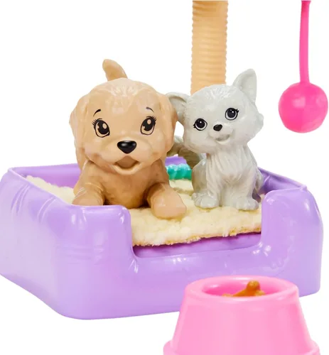 Vista 3 de Barbie Juego de accesorios para muñecas con temática de mascotas, serie de aventuras de narración ~ Combínalo con casa de muñecas o juego solo ~