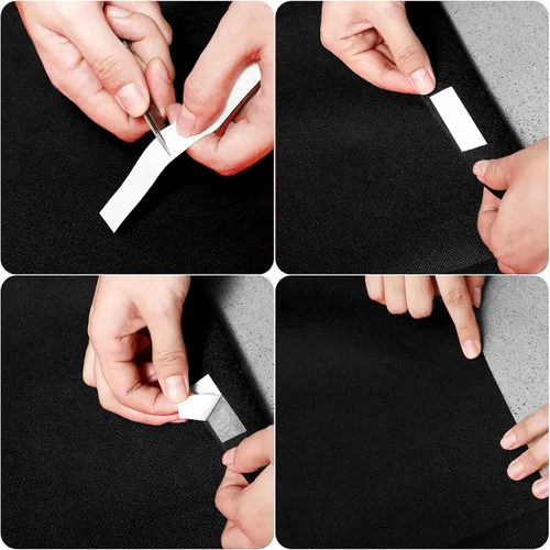Vista 5 de Shappy Alfombra negra para fiesta, 55 GSM de grosor con cinta de alfombra, alfombra de pasillo para Halloween, graduado, boda, fiesta, pista