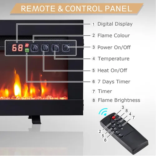 Vista 6 de Efiretric® Arthur - Chimenea eléctrica 3 en 1 de 36 pulgadas de ancho (EF456), independiente, montaje en pared, empotrada, efecto de llama de 9