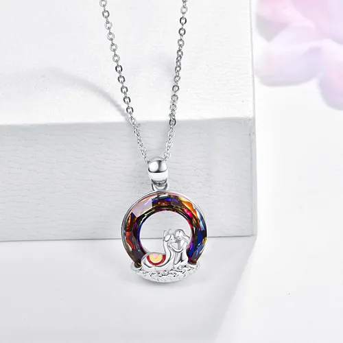 Vista 2 de 925 Sterling Silver Crystal Necklace for Women Girls Animal with Crystal Pendant Necklace Birthday Party Friendship Jewelry Gifts