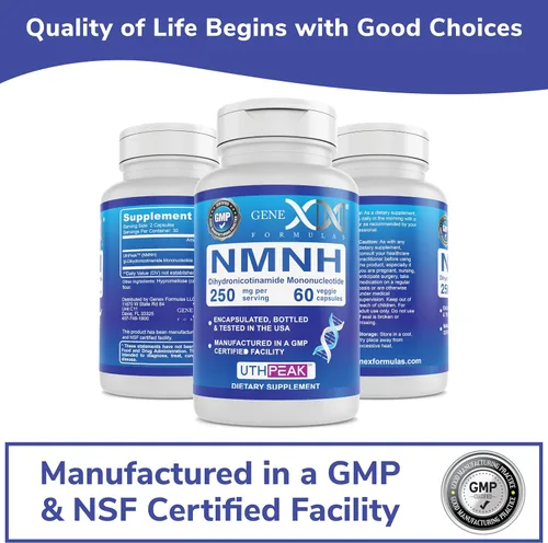 Vista 6 de Genex Formulas 250 mg NMNH (60 cápsulas - 30 porciones) Uthpeak NMNH (mononucleótido de dihidronicinamida) NAD+ precursor para un envejecimiento