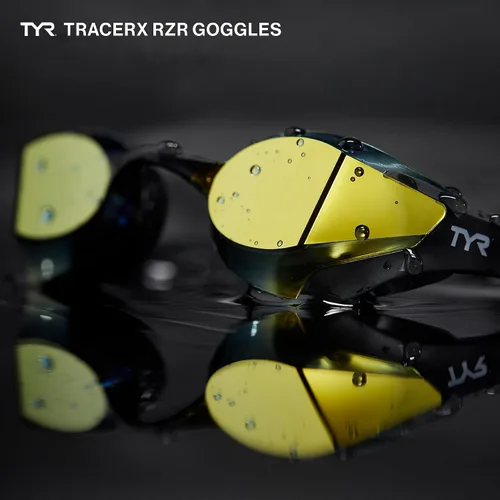 Vista 2 de TYR Tracer-X RZR Racing - Gafas de natación competitivas de perfil ultra bajo, antiniebla, visión periférica amplia Ultra-Low Profile Frame