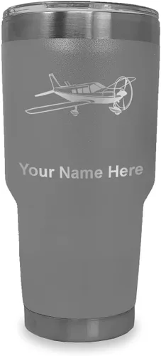 Vista 39 de LaserGram Vaso aislado al vacío de 20 onzas, avión de ala baja, grabado personalizado incluido (negro) Engraved Gift for Pilots, Vacuum Insulated