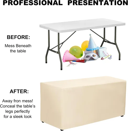 Vista 5 de PLOYMONO - Juego de 2 manteles ajustables, mantel de longitud hasta el suelo para mesa rectangular de 4 pies (122x61 cm) de poliéster, ideal