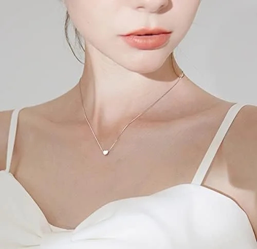 Vista 6 de SLUYNZ Collar con dije de corazón de plata de ley 925 para mujeres adolescentes simple y dulce corazón No es una piedra preciosa