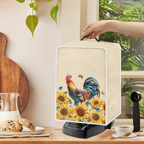 Vista 158 de Funda para cafetera, poliéster, azul, se adapta a la mayoría de máquinas de café estándar, protector resistente al polvo, huellas dactilares Playa