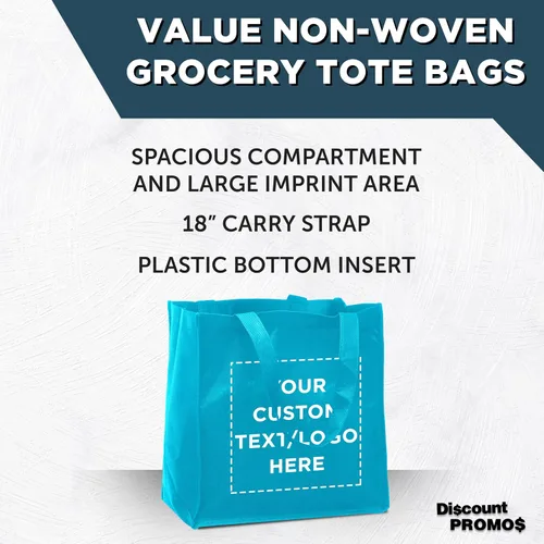 Vista 4 de DISCOUNT PROMOS Juego de 10/50/100 bolsas de tela reutilizables personalizadas, paquete a granel personalizado, plegable, lavable, bolsa de compra