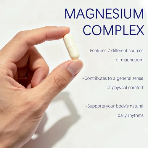Vista 7 de Complejo de magnesio 1000 mg - Suplemento 7 en 1 con glicinato, citrato y malato - Apoya la relajación muscular, el sueño, la salud del corazón