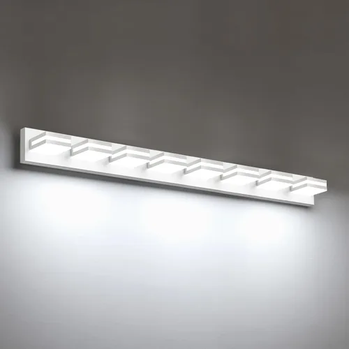 Vista 16 de IZORRO Luces LED modernas para baño (8 luces, regulables), iluminación de pared acrílica blanca mate, luces de tocador para baño sobre espejo, 6000