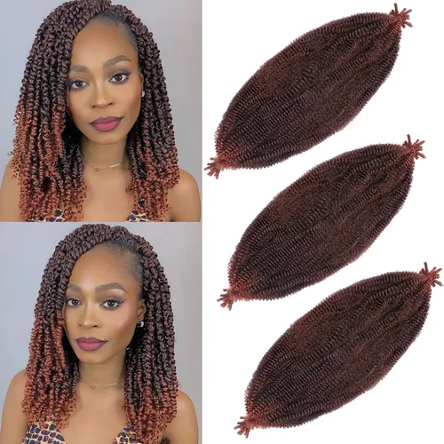 Vista 9 de Cabello de Envoltura Pre-Esponjado de 8 Pulgadas, 3 Paquetes, Cabello Afro Twist Pre-Separado Elástico para Locs, Cabello Afro Twist Negro Natural