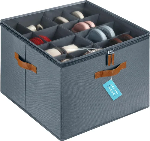 Vista 11 de OrganiHaus Contenedor grande de almacenamiento de zapatos para armario, caja organizadora de zapatos para hasta 16 pares, cesta de zapatos plegable