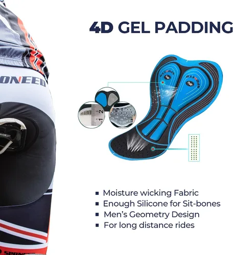 Vista 5 de Sponeed, suéter de ciclismo, mallas cortas con almohadilla, respirable, ciclismo, hombres.