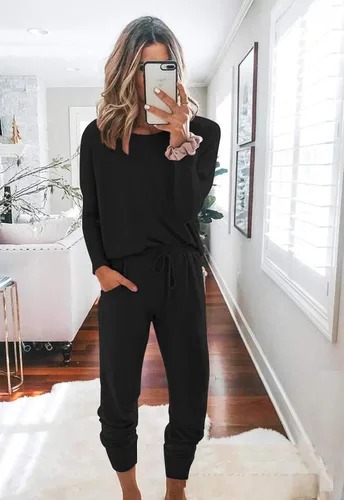 Vista 2 de Fixmatti - Conjunto deportivo de 2piezas para mujer de estilo informal, pantalón largo