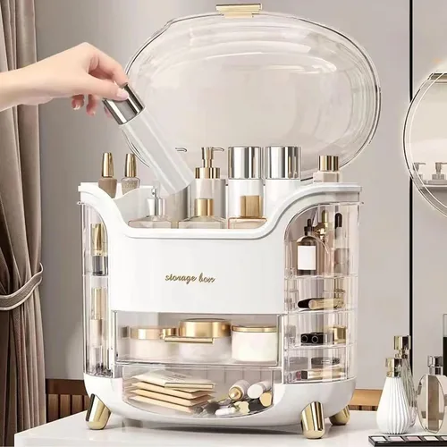 Vista 6 de Omeily Organizador de Maquillaje Grande para Encimera Organizador de Tocador Organizador de Cosméticos Caja de Almacenamiento de Maquillaje