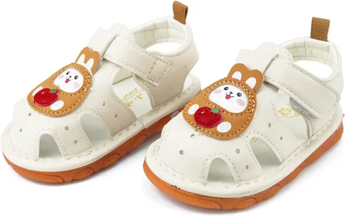 Vista 5 de SOFMUO Sandalias chirriantes antideslizantes con suela de goma suave y puntera cerrada, zapatos de verano al aire libre para niños pequeños
