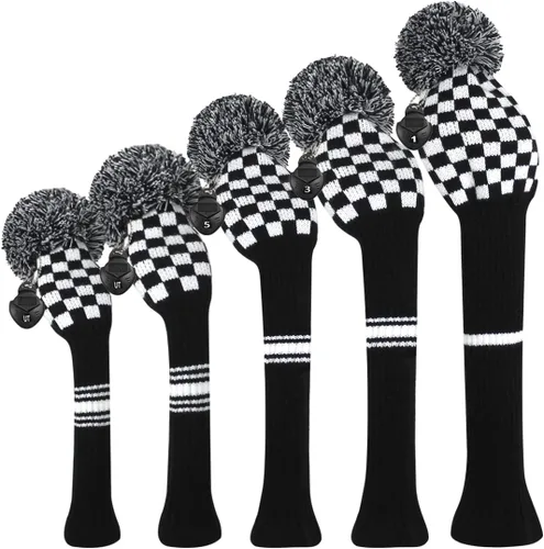 Vista 13 de Scott Edward Knit Golf Club Cover for Woods and Driver Set of 5 Head Covers Protect Driver Wood(460cc)* 1 Fairway Wood*2 and Hybrid/UT*2 with