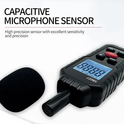 Vista 4 de Medidor Digital de Nivel de Sonido, Medidor de Sonido para Aula, Hogar, Calle, Medidor de 30-130dBA dB para Medir Ruido, Lector de Decibelios