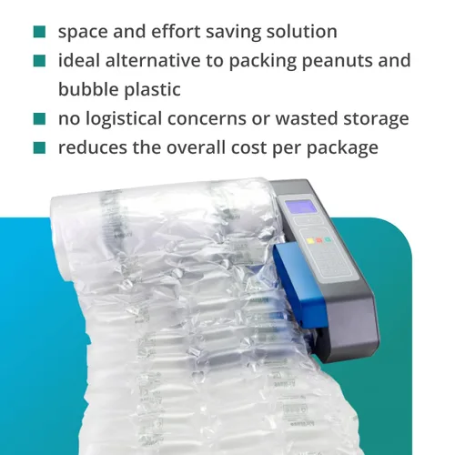 Vista 6 de IDL Packaging EcoWave-8.3 Almohadas de aire para embalaje, 15 pulgadas de ancho y 1300 pies de largo con película neutra de CO2 (1 rollo), bolsas