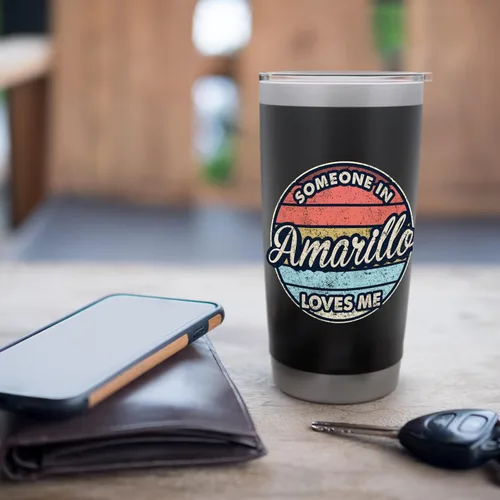 Vista 7 de Someone In Amarillo Loves Me City US USA Stainless Steel Insulated Tumbler