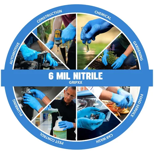 Vista 7 de London Labs Guantes de nitrilo azules resistentes de 6 mil desechables, libres de látex y polvo, extra elásticos, seguros para fentanilo Guantes