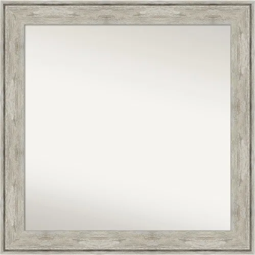 Vista 472 de Amanti Art Espejo de baño plateado para sobre el fregadero, 28 x 37 pulgadas, elegante espejo rectangular de peltre cepillado, marco de madera