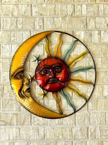 Vista 7 de STC World Sunface Moon Stars Celestial Metal Art Interior Exterior Wall Garden Decor 20