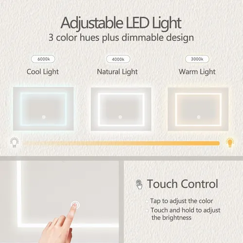 Vista 4 de Viaozutis Escritorio de tocador con espejo y luces LED, toma de corriente integrada, iluminación LED regulable, 7 cajones y 7 compartimentos