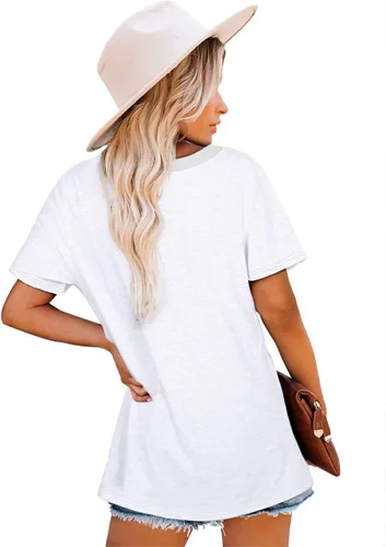 Vista 5 de Jescakoo Tops de verano para mujer cuello redondo ajuste holgado suaves