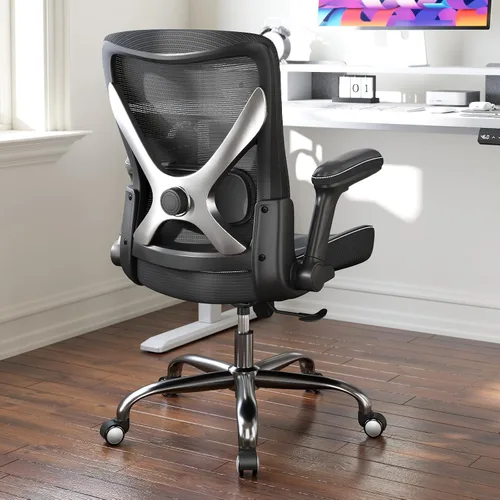 Vista 8 de Ergalithic Silla de oficina ergonómica para casa y escritorio - Silla de computadora en forma de X de malla con cuero de PU y soporte lumbar