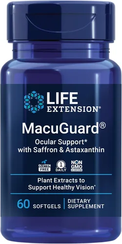Vista 2 de Life Extension Macuguard - Suplemento para la salud ocular con luteína, meso-zeaxantina, azafrán y astaxantina, 60 unidades y Super K Vitamina K1 K2