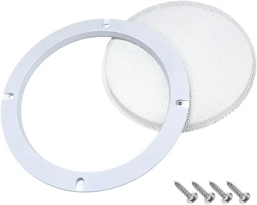 Vista 4 de uxcell 2 unids 5 "agujero de montaje diagonal distancia altavoz parrilla malla círculo decorativo Woofer protector cubierta blanca Decorative