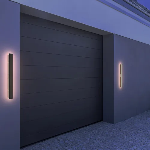 Vista 5 de LEEKI - Lámpara exterior moderna de 24 pulgadas - Luminaria exterior rectangular - 19W 3000K - IP65 Antióxido - Negro