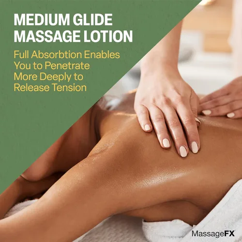 Vista 5 de Massage FX Loción de masaje sin perfume, botella de bomba de 8 onzas, fórmula calmante que proporciona un deslizamiento suave y extendido, fórmula