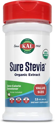 Vista 8 de KAL Extracto de Stevia Sure, polvo de stevia orgánico, bajo en carbohidratos, edulcorante cero calorías, apto para keto, gran sabor, bajo glucémico