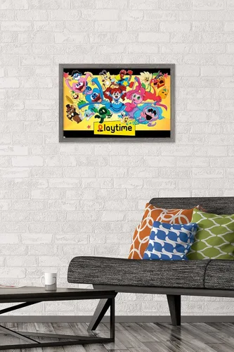 Vista 2 de Trends International Poppy Playtime - Póster de pared grupal, 14.72 x 22.37 pulgadas, versión enmarcada de madera de granero