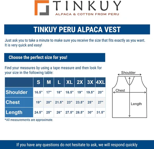 Vista 6 de TINKUY Peru - Chaleco tipo cárdigan de lana de alpaca con cuello en V para mujer, talla S-4XL