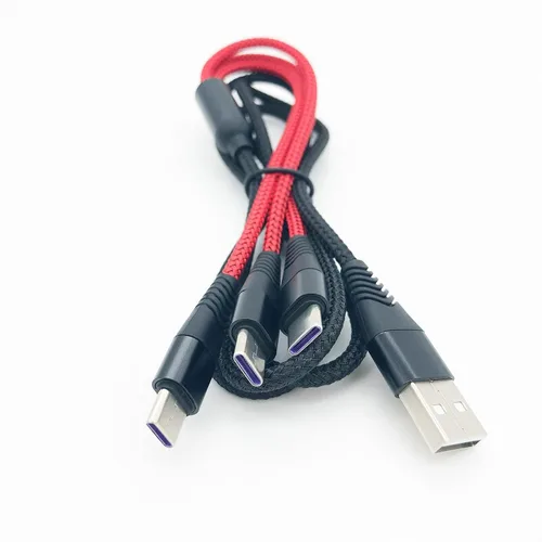 Vista 4 de Cable USB C, 1 divisor a enchufe de 3 vías, cable de carga rápida para teléfono inteligente Android Samsung Galaxy tipo C, tableta Fire Kindle
