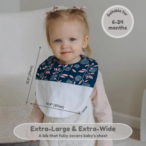 Vista 2 de Babero de gran tamaño para bebé, baberos impermeables extra grandes para niños de 6 a 24 meses, 100% algodón y bambú