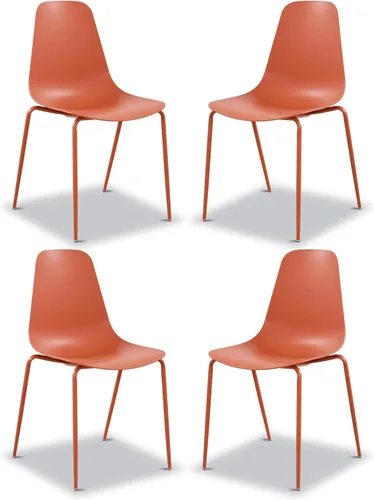 Vista 16 de Poly & BARK Isla - Juego de 4 sillas de cocina modernas, sillas de comedor de plástico con patas de metal, montaje rápido, sillas simples de café