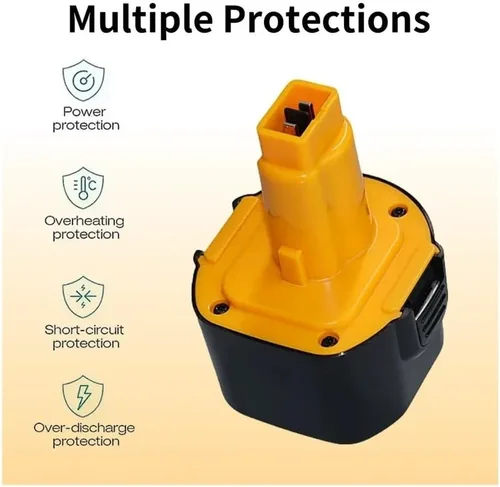 Vista 5 de 9.6V Ni-MH Battery Compatible with DeWalt DW9061 DW9062 Replacement for DE9061 DE9036 DE9062 Cordless Drill Impact Driver & Saw Extended 2.0Ah