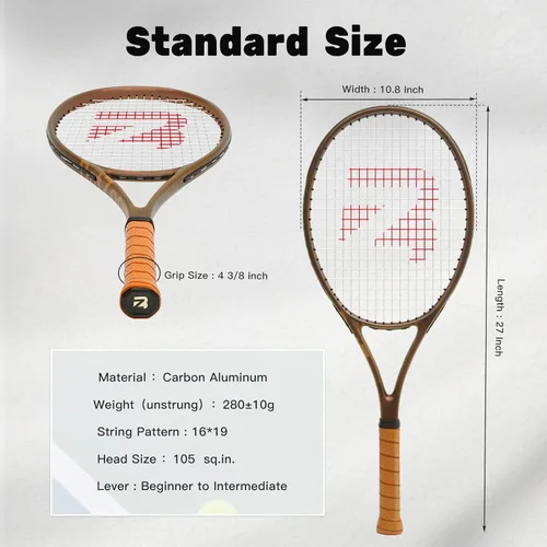 Vista 7 de BatZoom Tennis Racket for Beginners & Adults - Lightweight Graphite Racquet with Comfortable Grip Shock Reduction Technology Includes Carrying