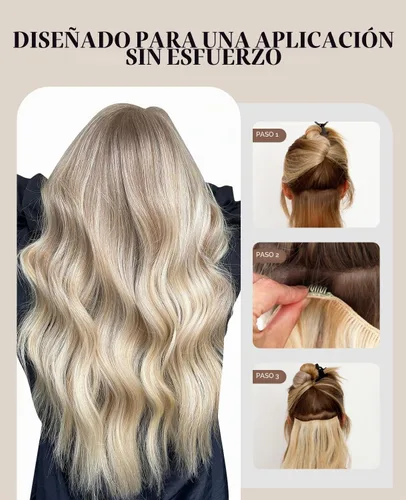 Vista 5 de VINBAO Extensiones de cabello humano con clip, balayage, color marrón ceniza a rubio caramelo, 14 pulgadas, 6 unidades, 3.53 onzas, 6