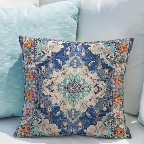 Vista 6 de Snycler Fundas de Almohada Decorativas Bohemias 16x16 pulgadas Juego de 2 Patrón de Alfombra Bohemia de Doble Cara Algodón Suave Funda de Cojín