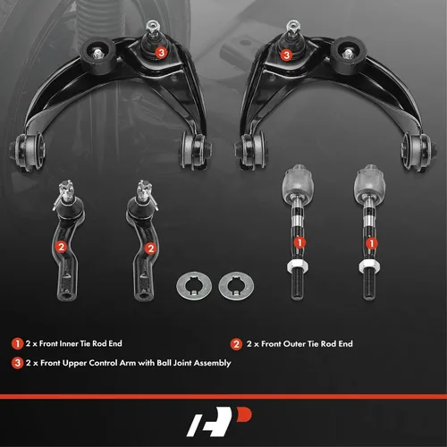 Vista 2 de A-Premium Juego de 6, brazo de control superior delantero, extremo de barra de acoplamiento interior y exterior, compatible con Ford Fusion
