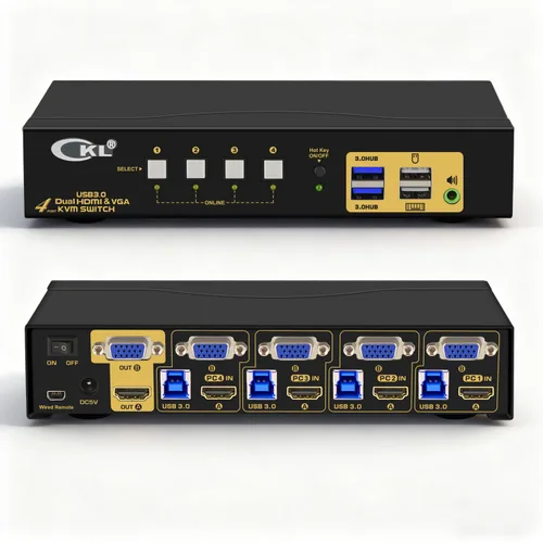 Vista 10 de CKL Conmutador KVM Dual Monitor HDMI 4K @60Hz (2 Monitores 2 Computadoras 922HUA-3) para el hogar y la oficina a consola, computadoras portátiles