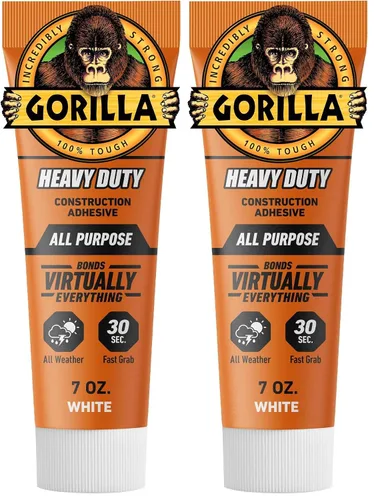 Vista 10 de Gorilla Adhesivo de construcción de gran potencia, pegamento blanco, tubo de compresión de 7 onzas (paquete de 1) - Relleno de espacios y resistente