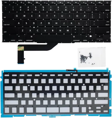 Vista 2 de Teclado retroiluminado de repuesto con diseño de EE. UU. compatible con MacBook Pro de 15 pulgadas A1398 2013 2014 2015 Retina con tornillos